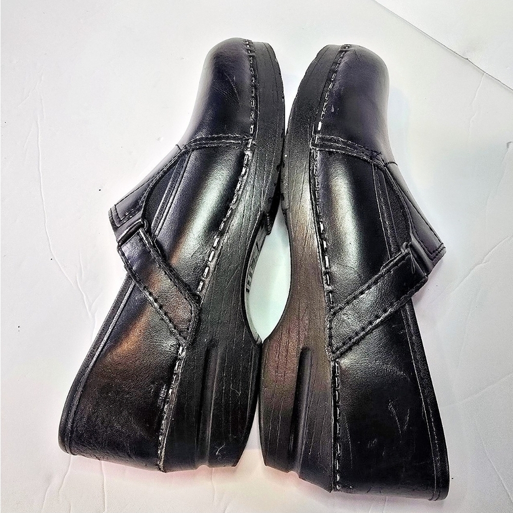 Sanita Black Leather Slip-On Women's Comfort Loafers, Comfort Support